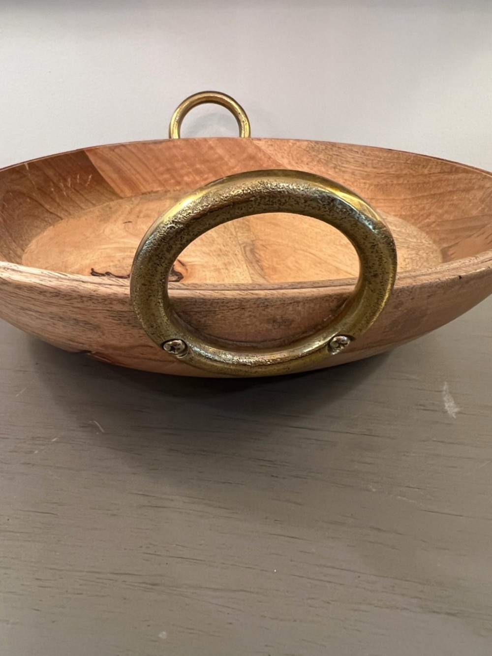 Chrissy Teigen Cravings 13” Mango Wood Bowl Metal Handles Fruit Serving Decor - Picture 5 of 9